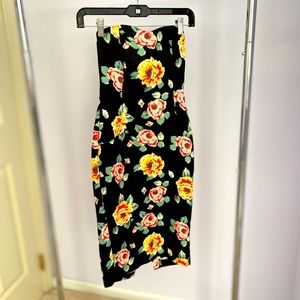 ASOS Petite Strapless Black Floral Dress